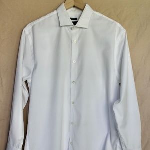 Kenneth Cole Mens White Button Down Slim Fit Dress Shirt 16 1/2 x 32/33